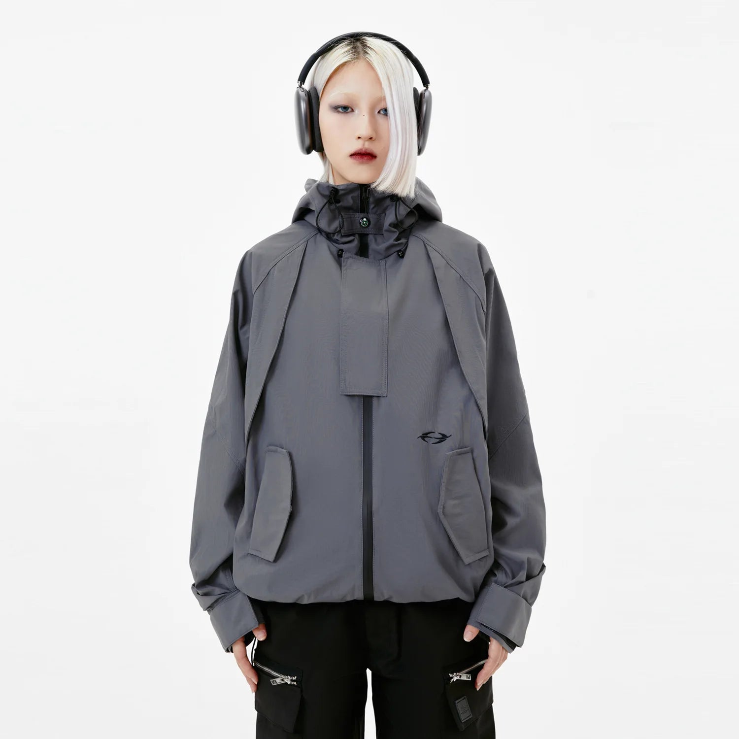 Y2K Black Mountaineering Camping Windbreaker Jacket