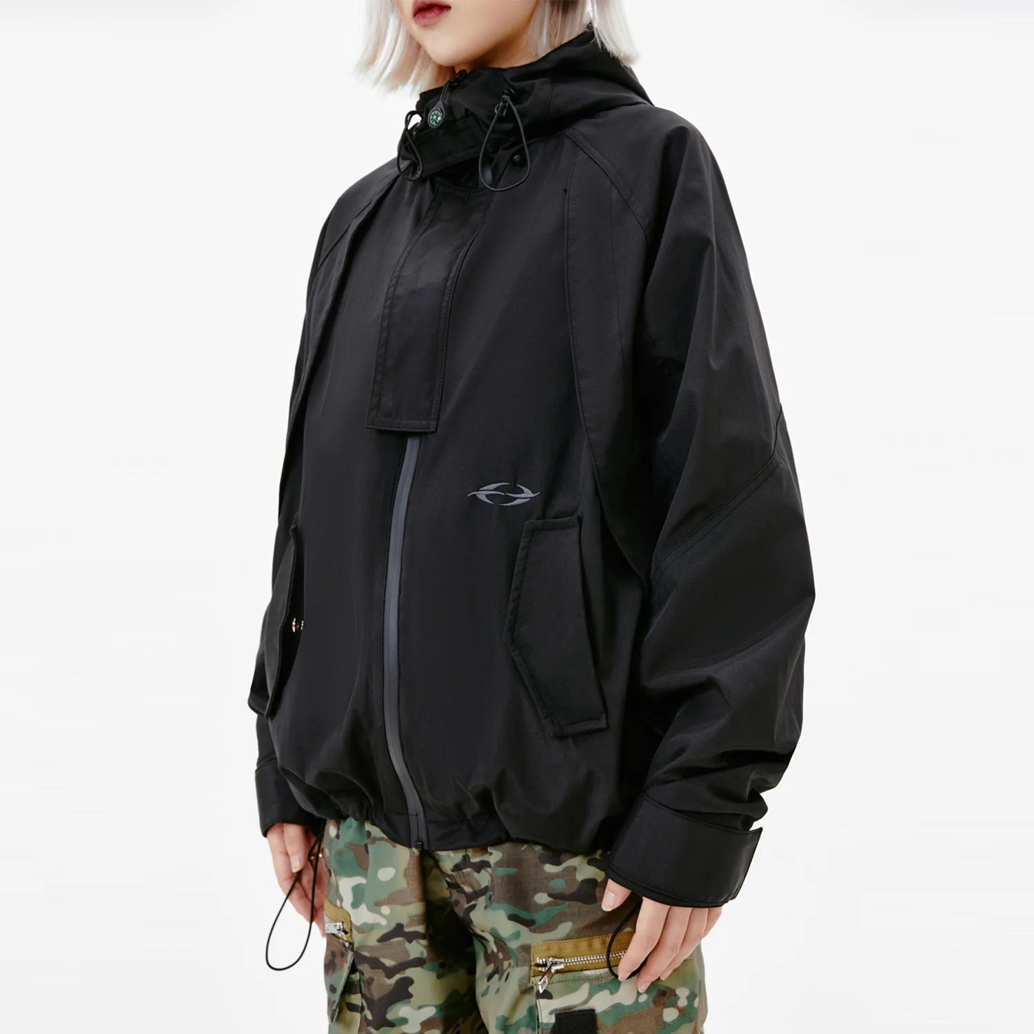 Y2K Black Mountaineering Camping Windbreaker Jacket