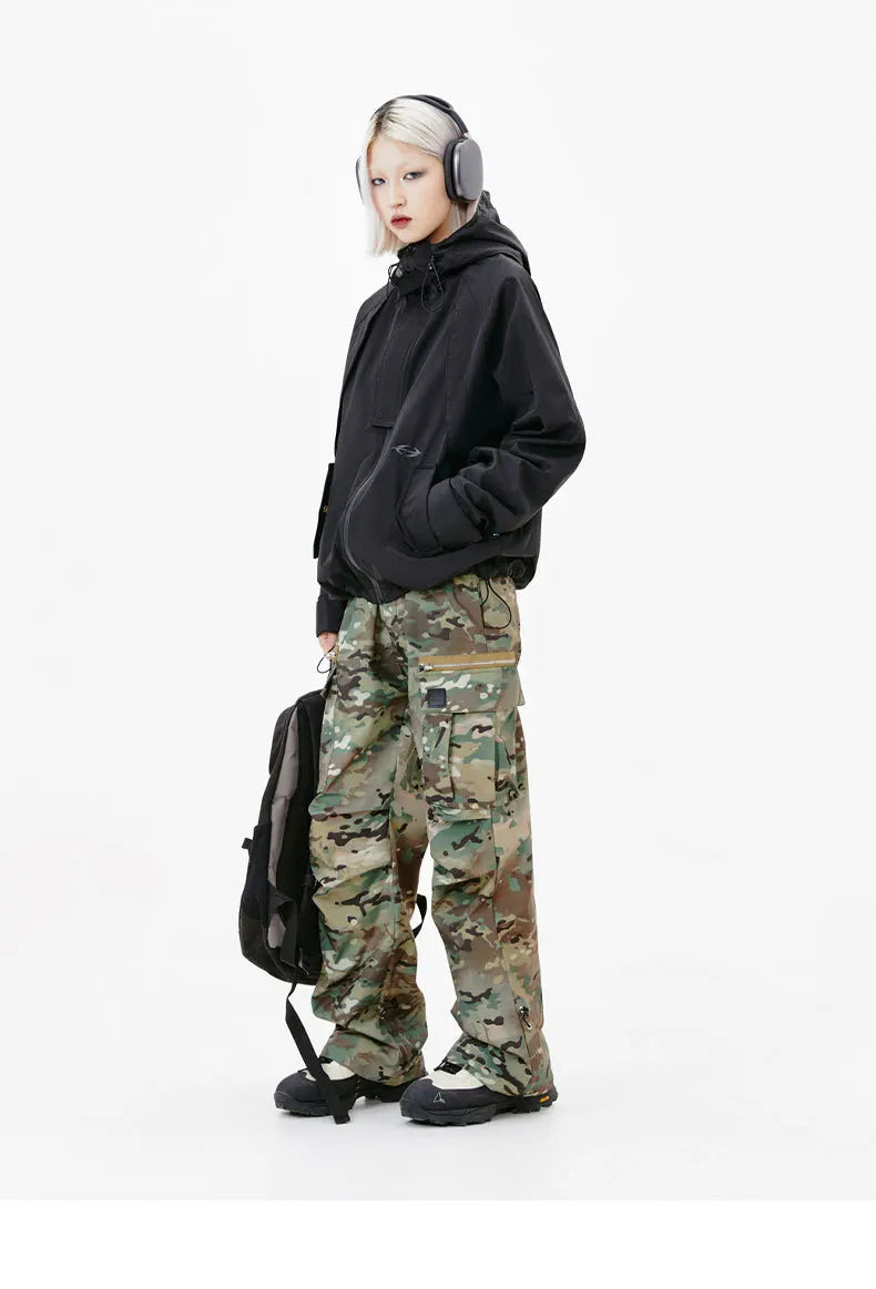 Y2K Black Mountaineering Camping Windbreaker Jacket