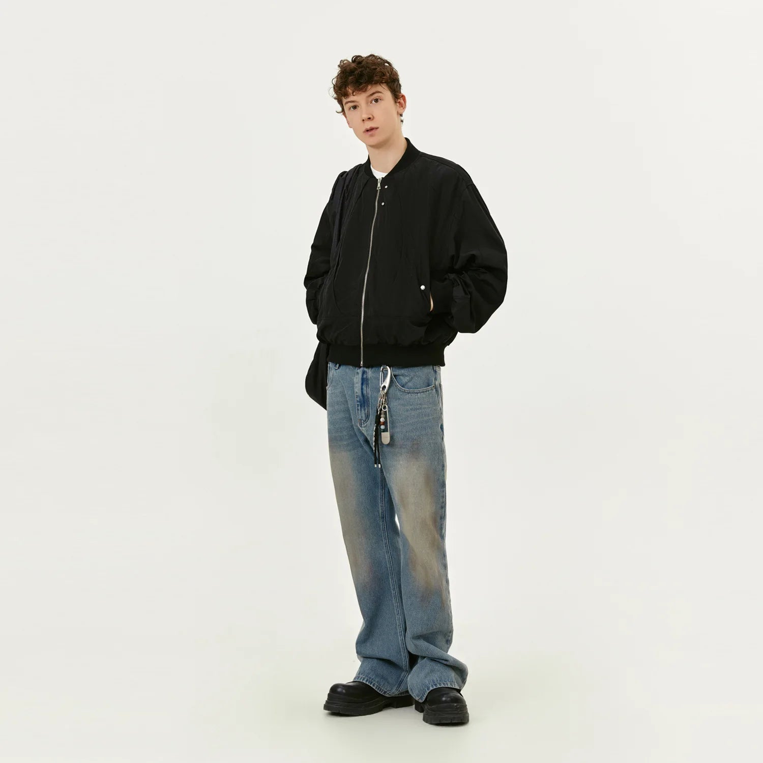 Y2K Black Short Full Zip Up Bomber Jacket