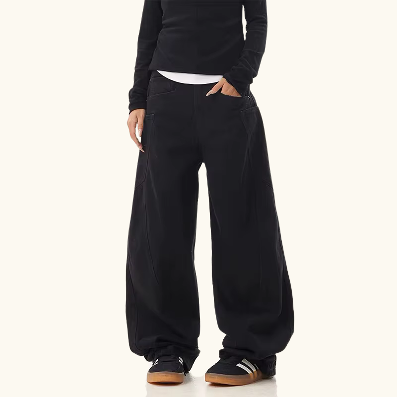 Y2K Black Vintage Oversized Cargo Trousers