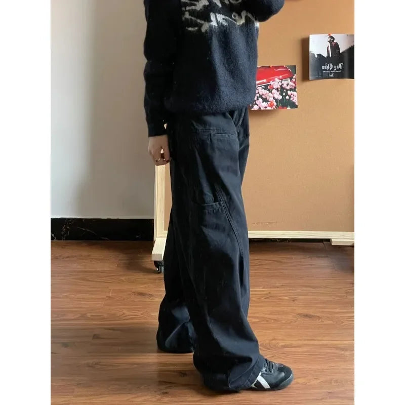 Y2K Black Vintage Oversized Cargo Trousers