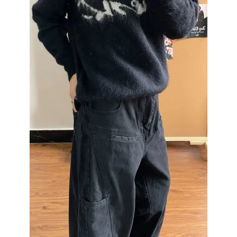Y2K Black Vintage Oversized Cargo Trousers