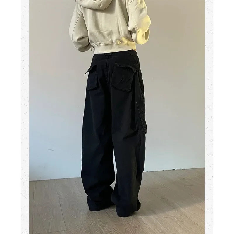 Y2K Black Vintage Oversized Cargo Trousers