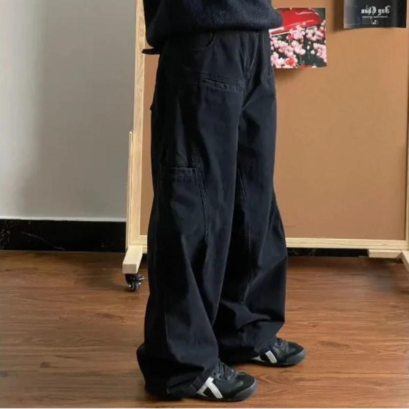 Y2K Black Vintage Oversized Cargo Trousers