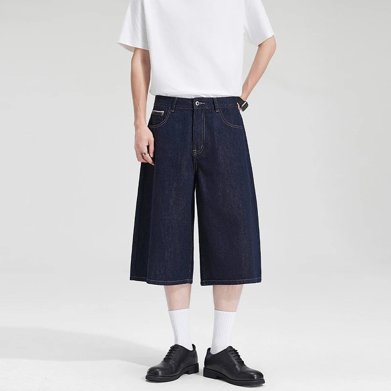 Y2K Black Wash Baggy Long Denim Shorts Jorts