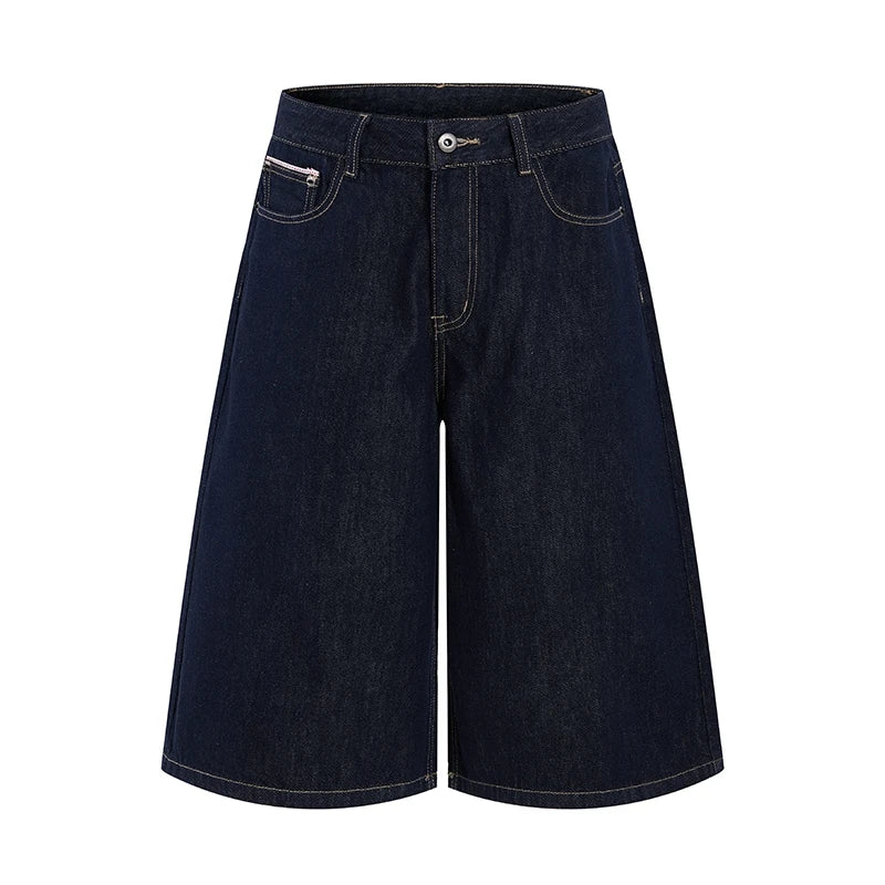 Y2K Black Wash Baggy Long Denim Shorts Jorts