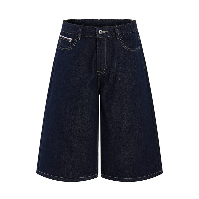 Y2K Black Wash Baggy Long Denim Shorts Jorts