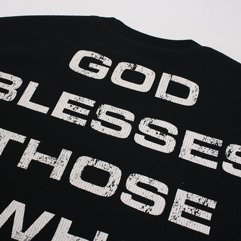 Y2K "Bless You" Graphic Long Sleeve Top