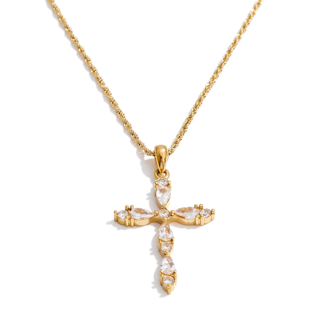 Y2K Bling Cross Pendant Necklace