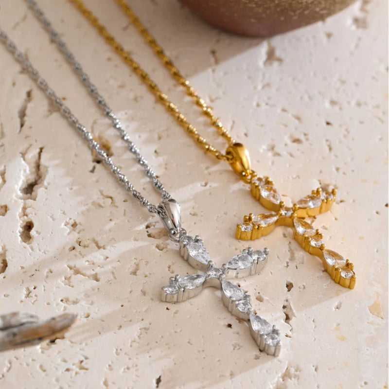 Y2K Bling Cross Pendant Necklace