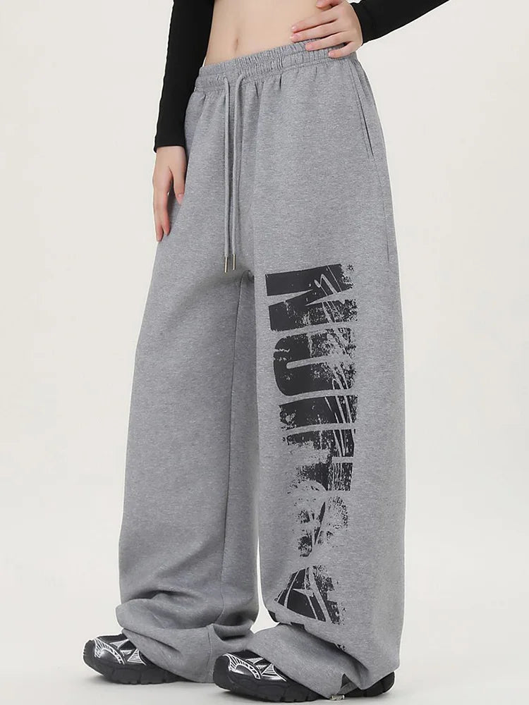 Y2K Block Graphic Sweatpants Joggers Trousers
