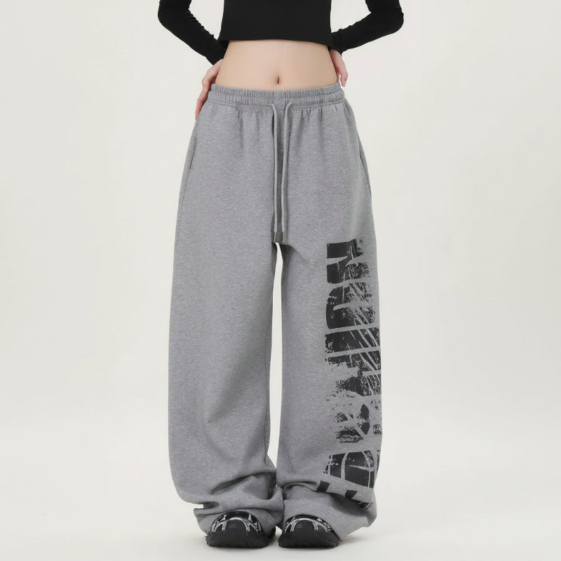 Y2K Block Graphic Sweatpants Joggers Trousers
