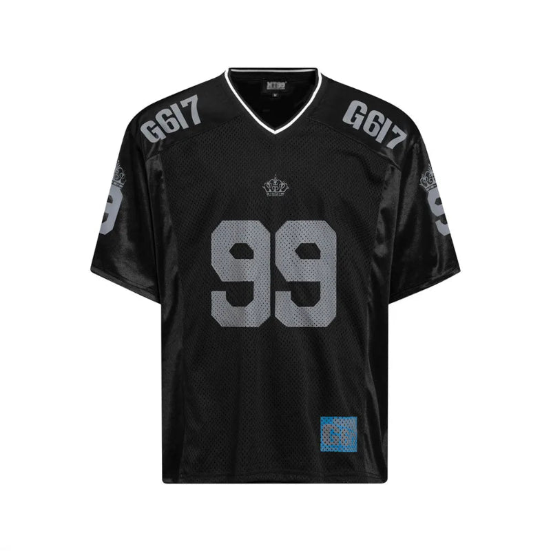 Y2K Blue Accent V Neck Football Jersey