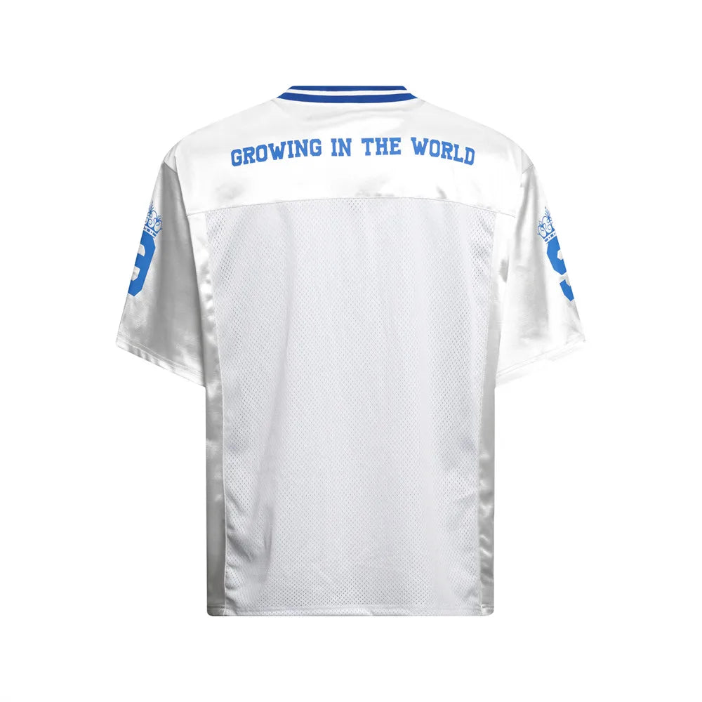 Y2K Blue Accent V Neck Football Jersey