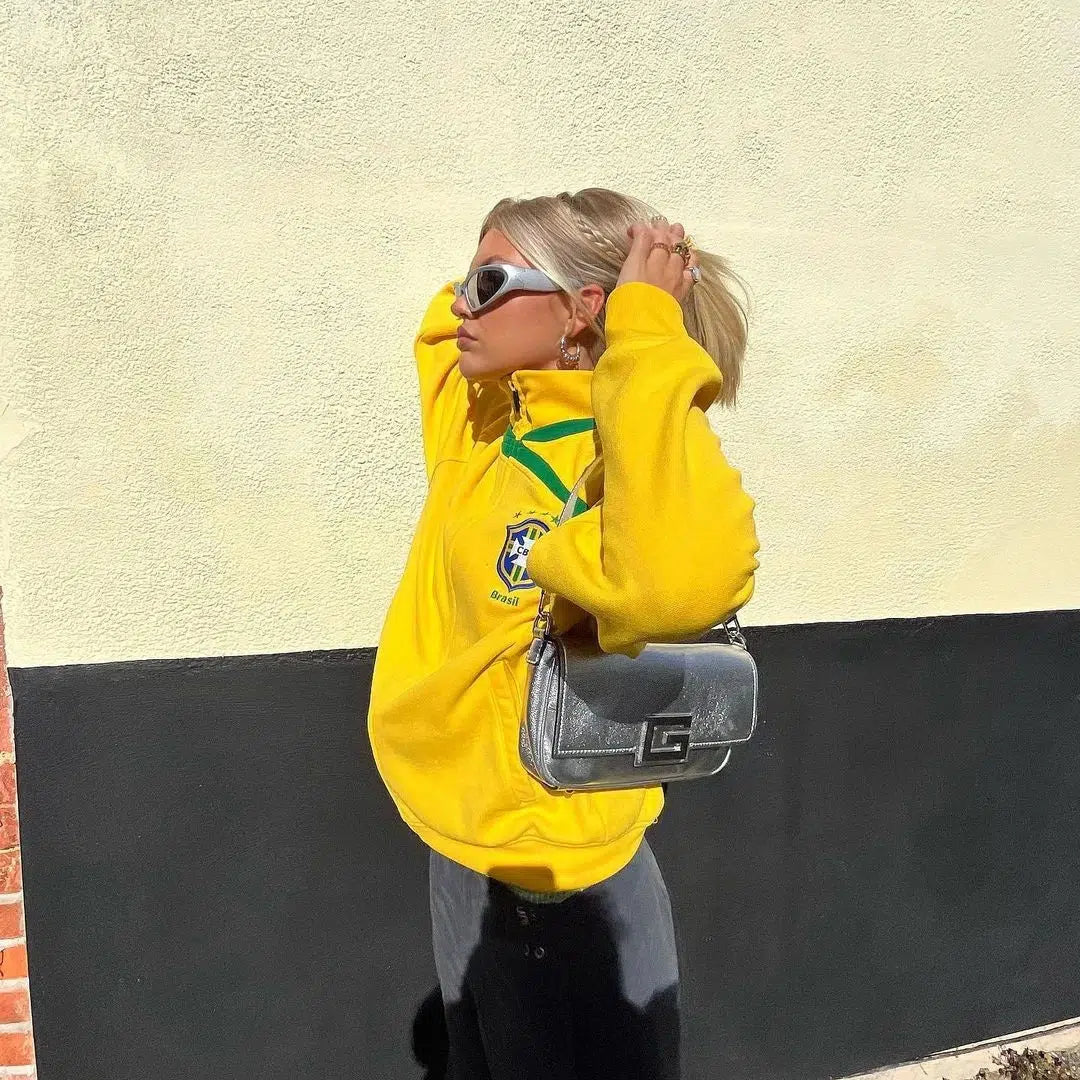 Y2K Brazil Zip Up Jacket Yellow
