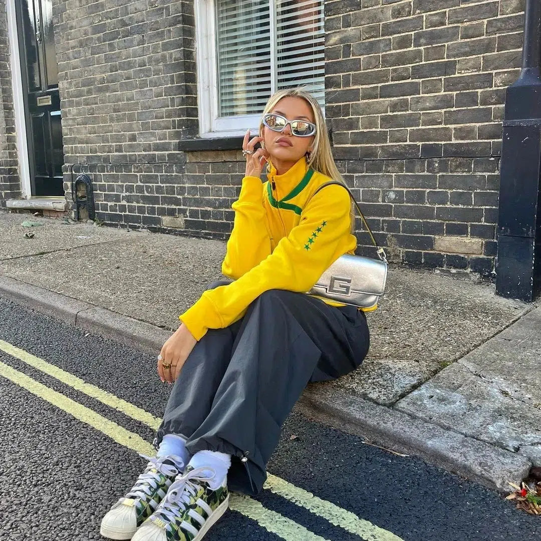 Y2K Brazil Zip Up Jacket Yellow