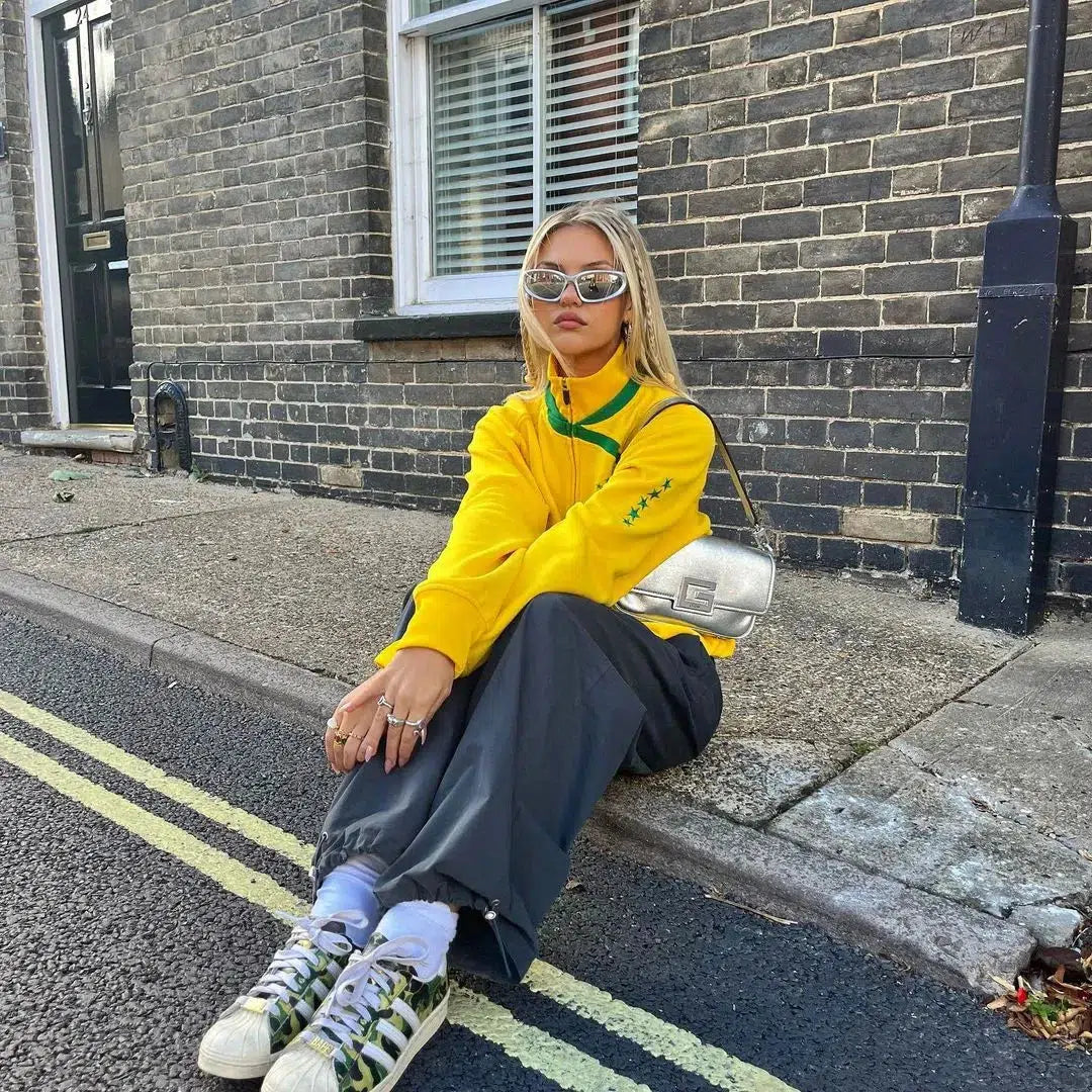 Y2K Brazil Zip Up Jacket Yellow