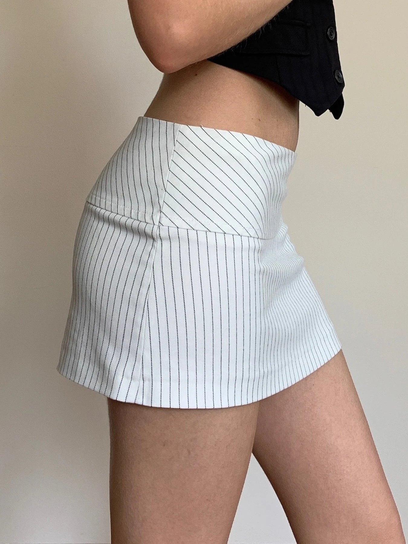 Y2K Business Aesthetic Pinstriped Low Waist Mini Skirt