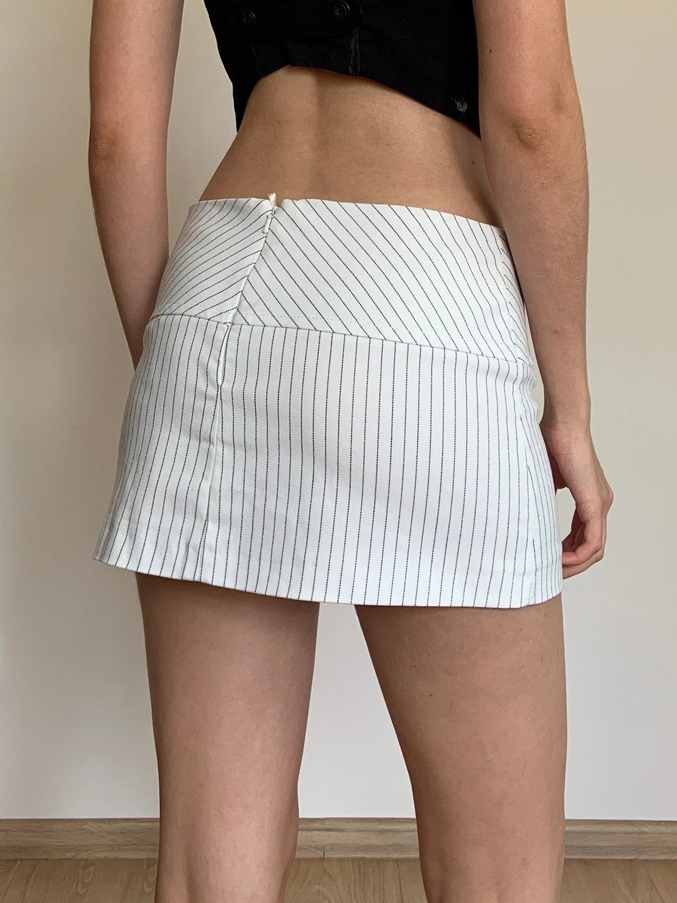 Y2K Business Aesthetic Pinstriped Low Waist Mini Skirt