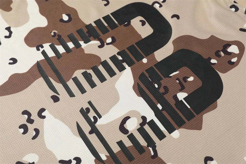 Y2K Camo Waffle Texture Long Sleeve Top