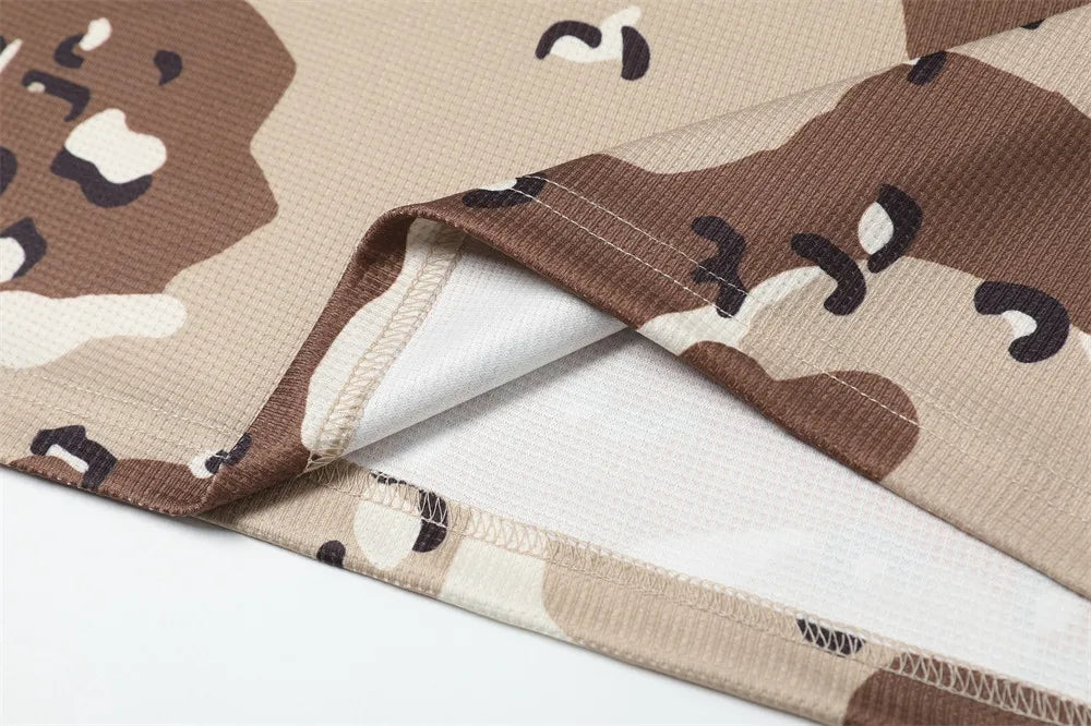 Y2K Camo Waffle Texture Long Sleeve Top