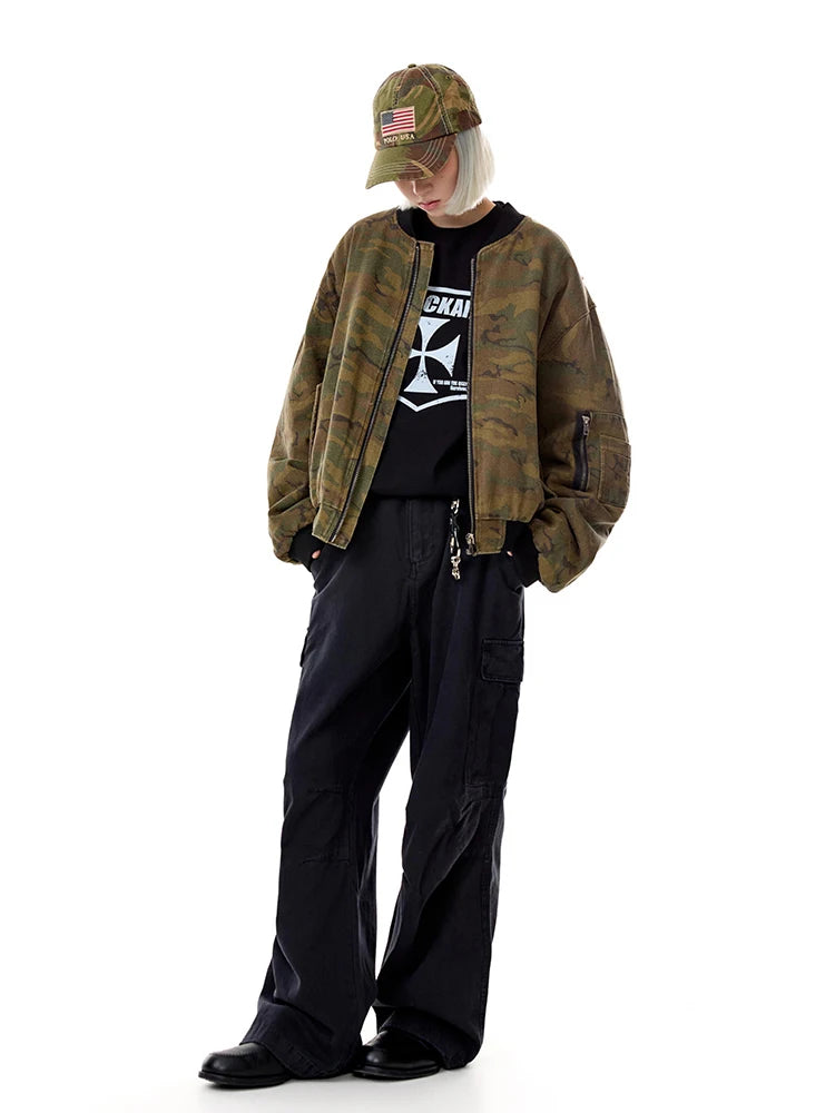 Y2K Camouflage Flight Bomber Jacket