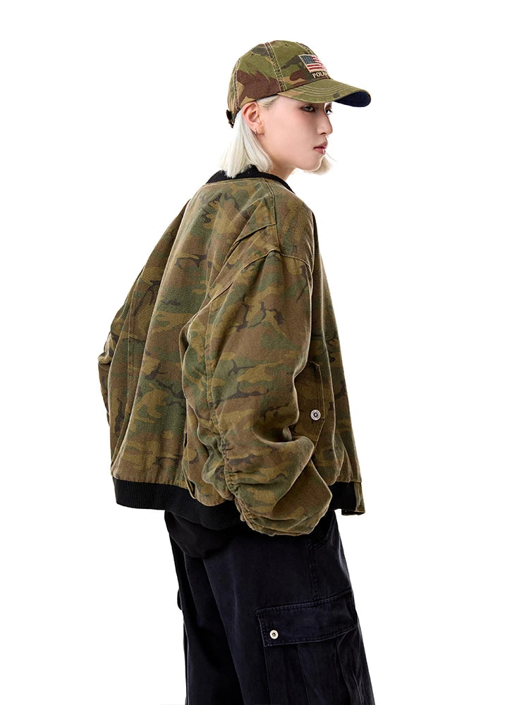 Y2K Camouflage Flight Bomber Jacket