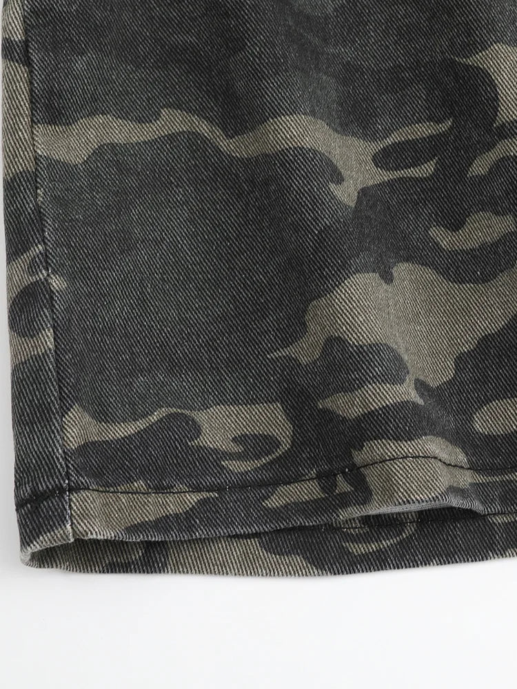 Y2K Camouflage Print Denim High Waist Mini Skirt