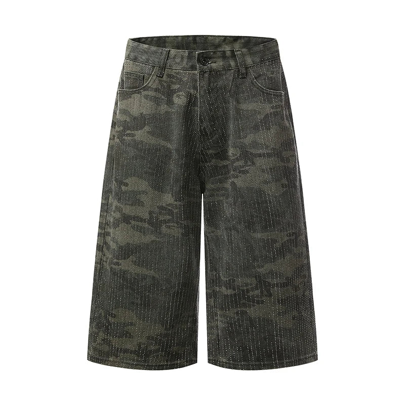 Y2K Camouflage Rhinestone Baggy Shorts Jorts