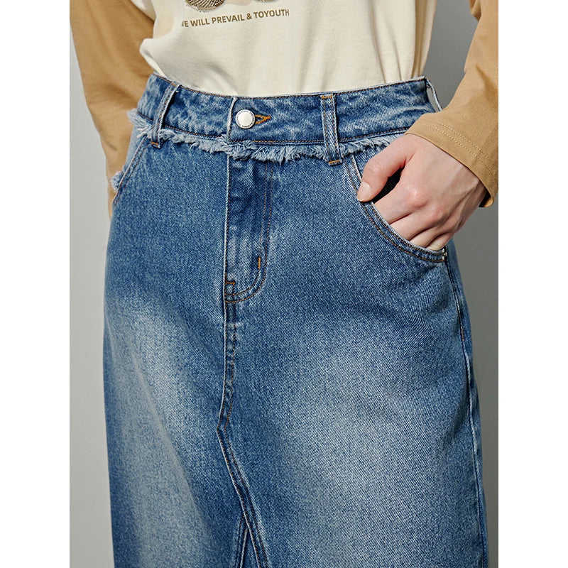 Y2K Casual Maxi Denim Skirt