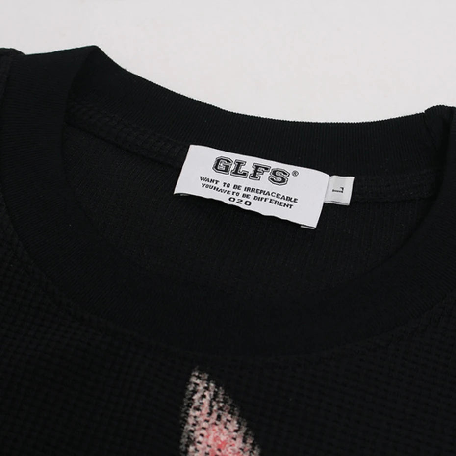 Y2K Cat Eyes Graphic Long Sleeve Top