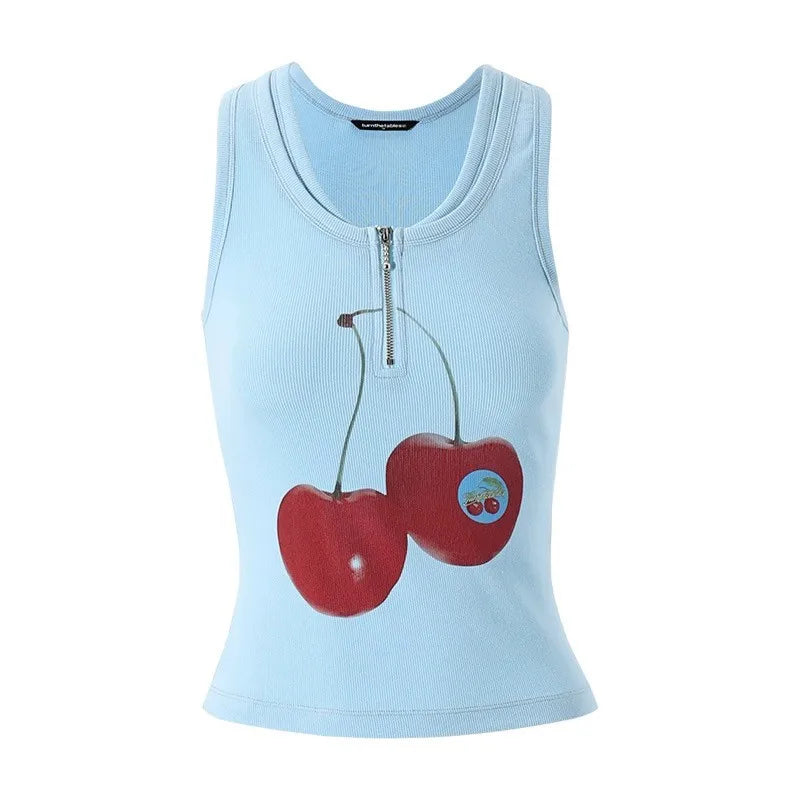 Y2K Cherry Print Tank Top