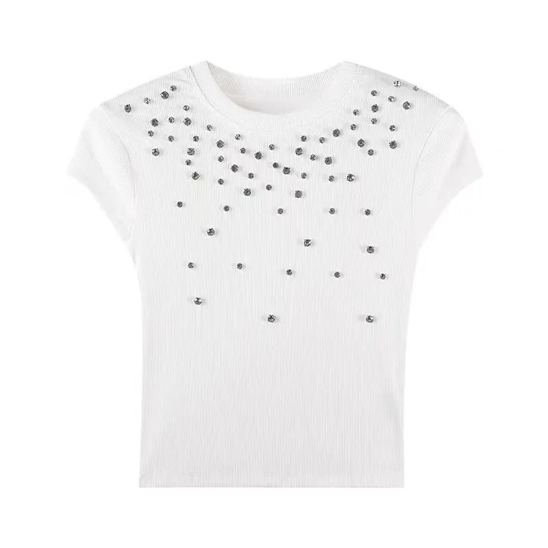 Y2K Chic Faux Water Gems Crop Top
