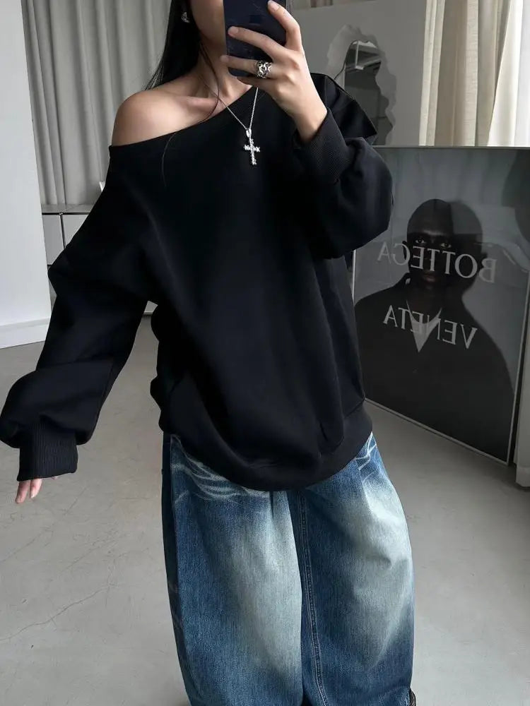 Y2K Chic Off Shoulder Long Sleeve Top