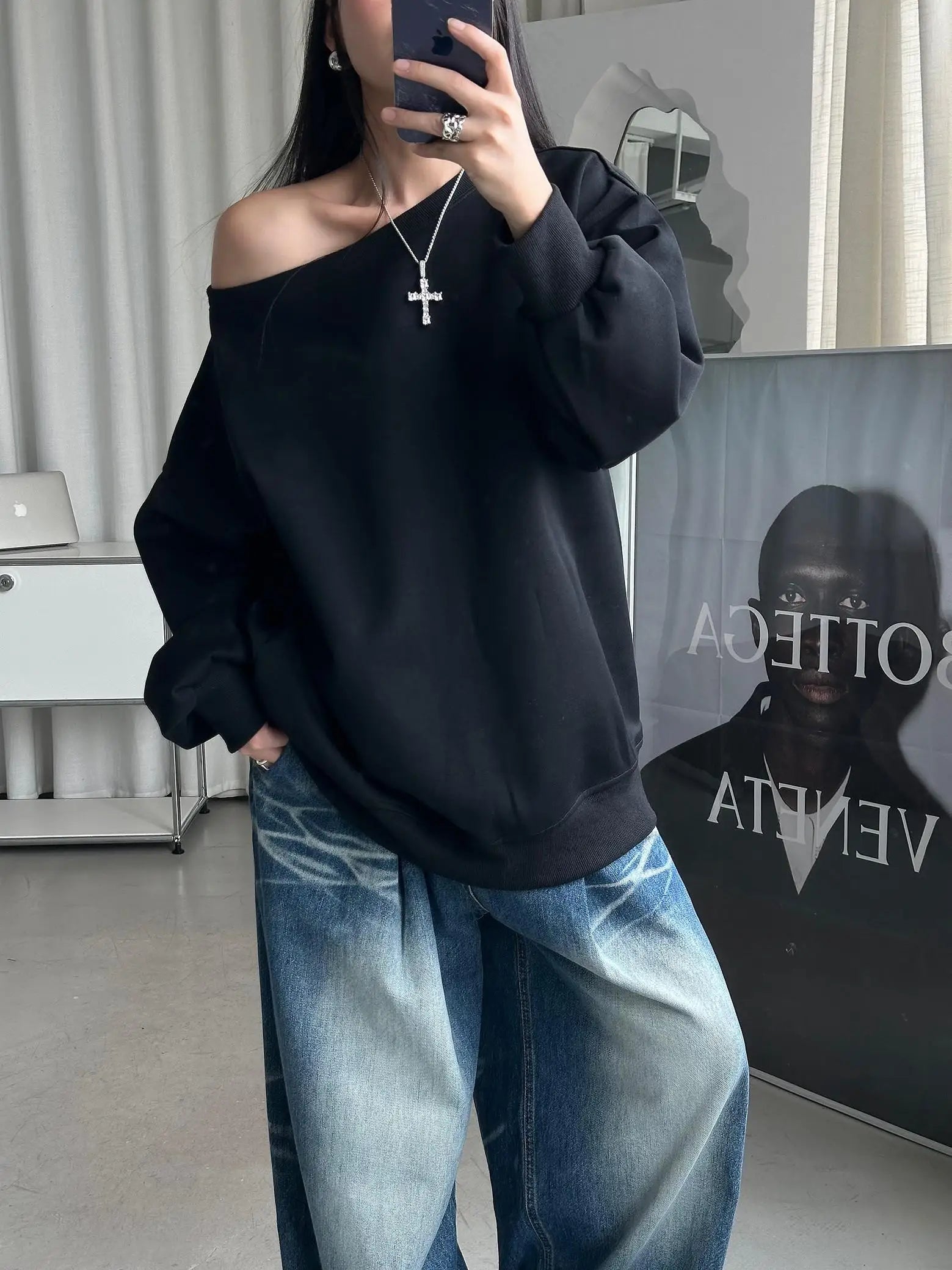 Y2K Chic Off Shoulder Long Sleeve Top