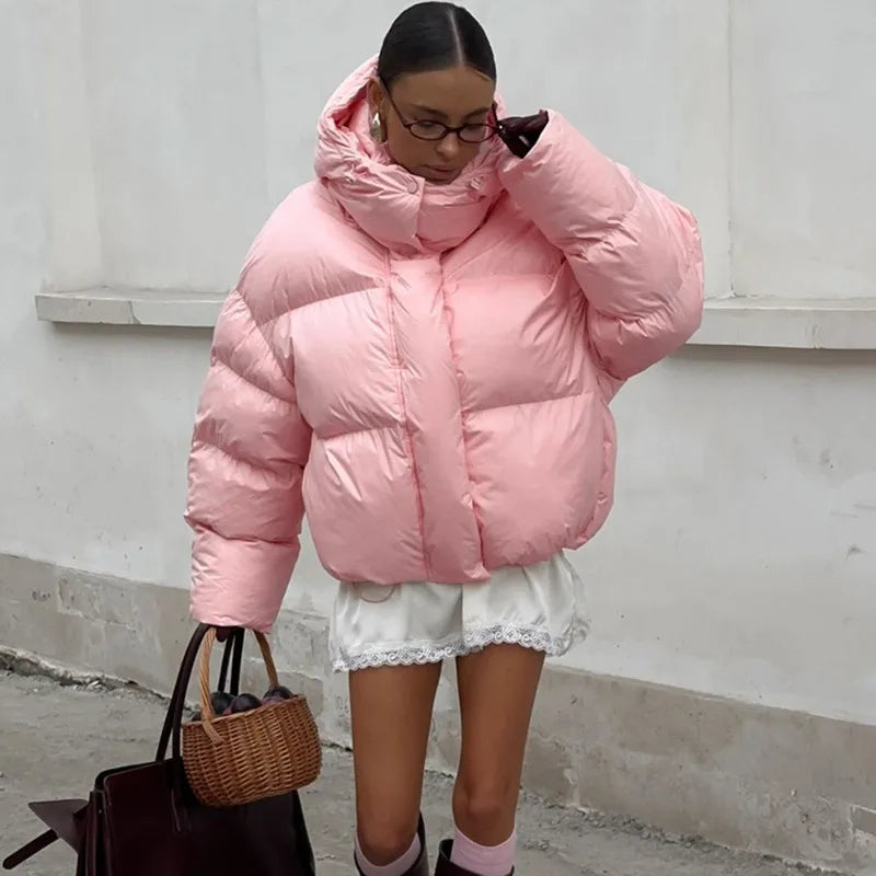 Y2K Chic Pink Puffy Padded Puffer Jacket Coat