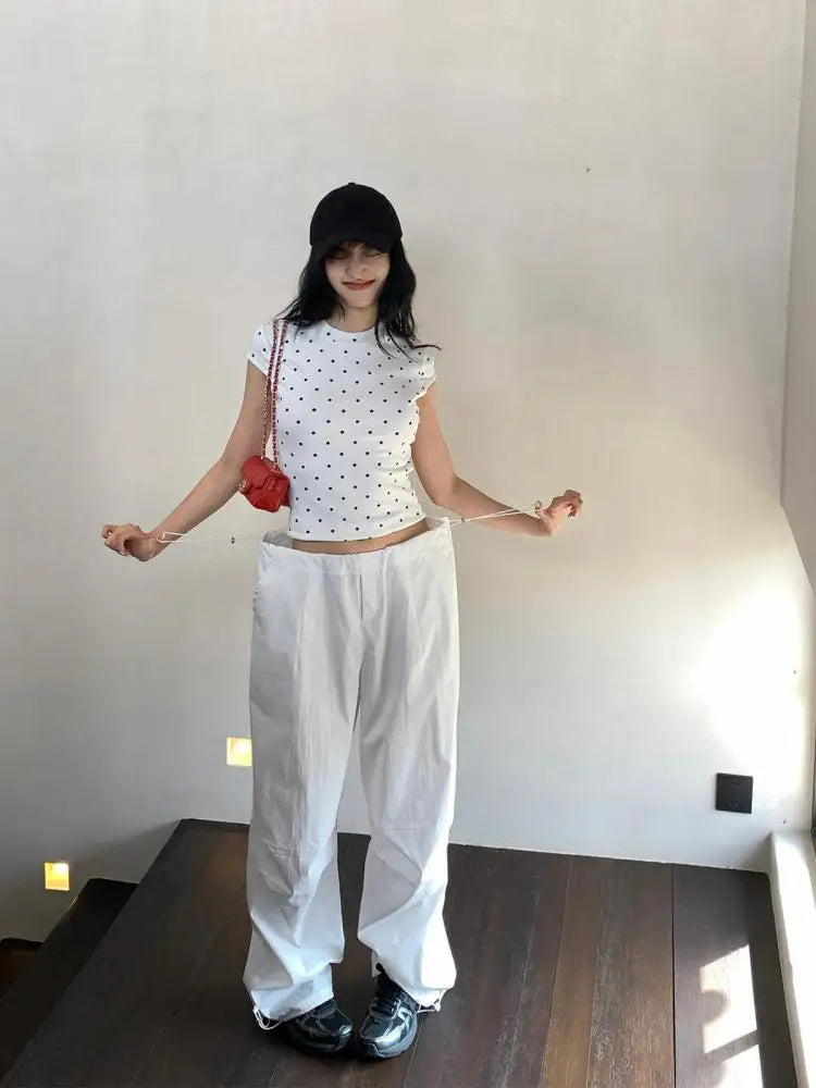 Y2K Chic Polka Dot Design Baby Tee Crop Top