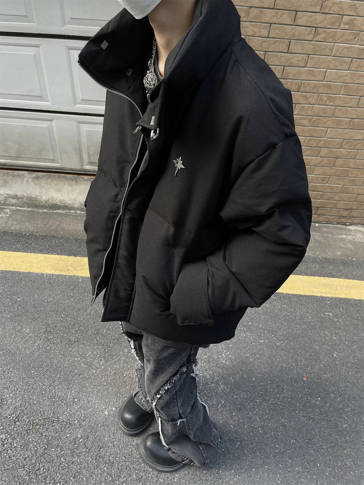 Y2K Collared Padded Puffer Jacket Coat