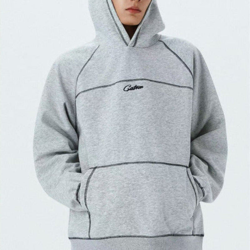 Y2K Contrast Stitch Embroidered Hoodie