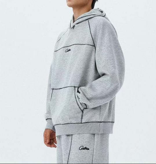 Y2K Contrast Stitch Embroidered Hoodie