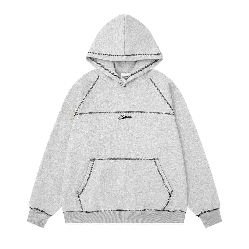 Y2K Contrast Stitch Embroidered Hoodie