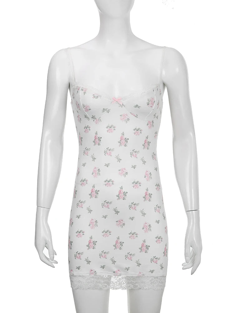 Y2K Coquette Aesthetic Lace Floral Dress