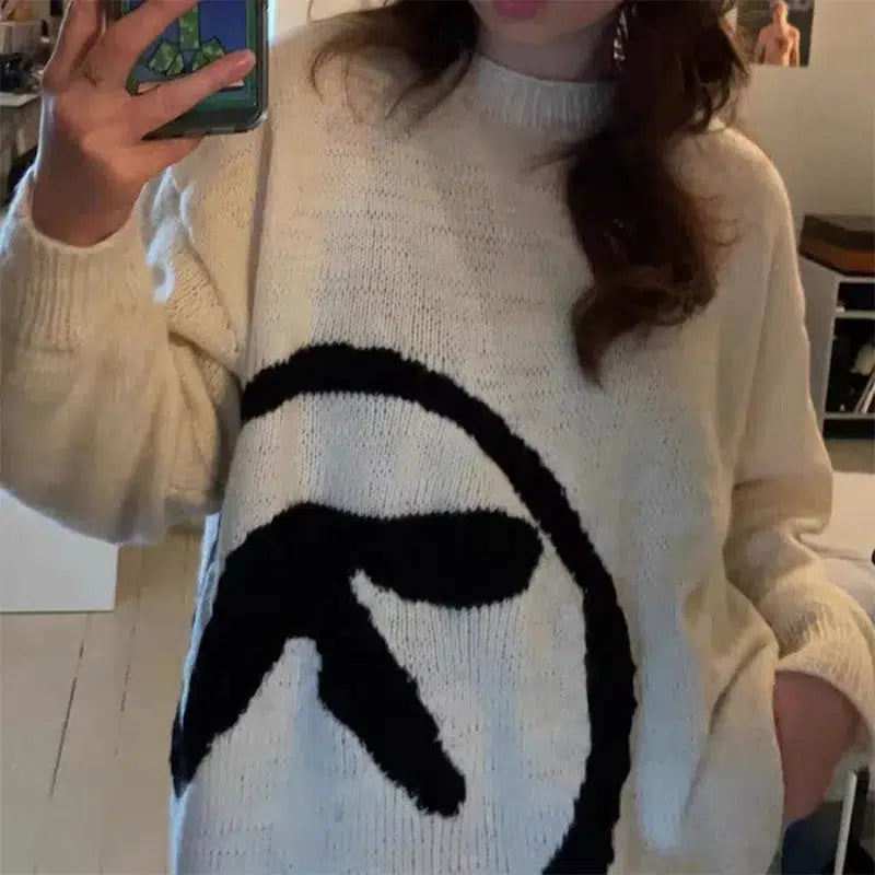 Y2K Cream Knitted Sweater
