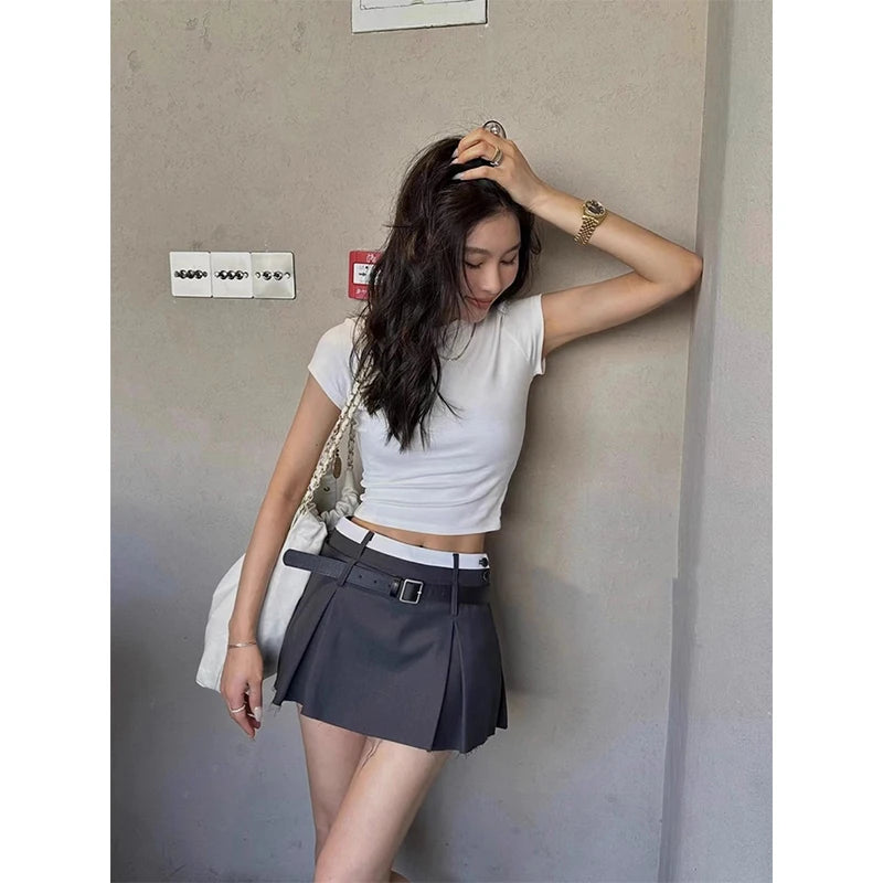 Y2K Cute Pleated Mini Skirt