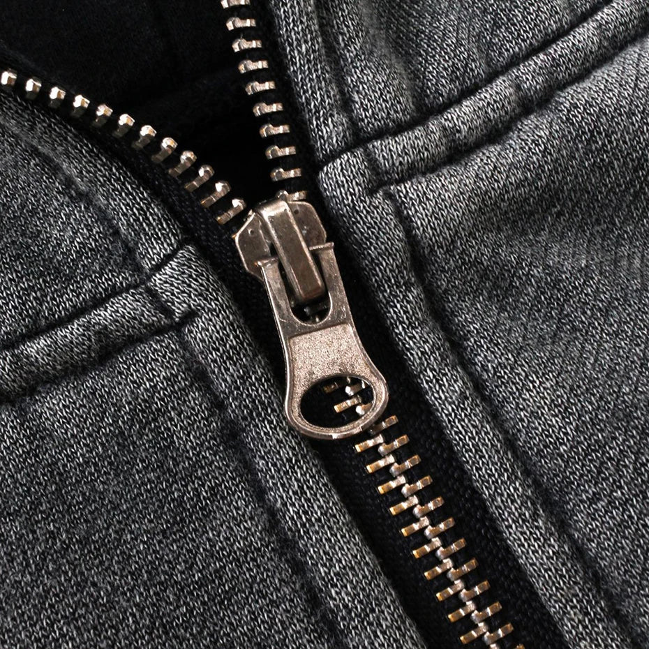 Y2K Dark Grey Balaclava Zip Up Hoodie