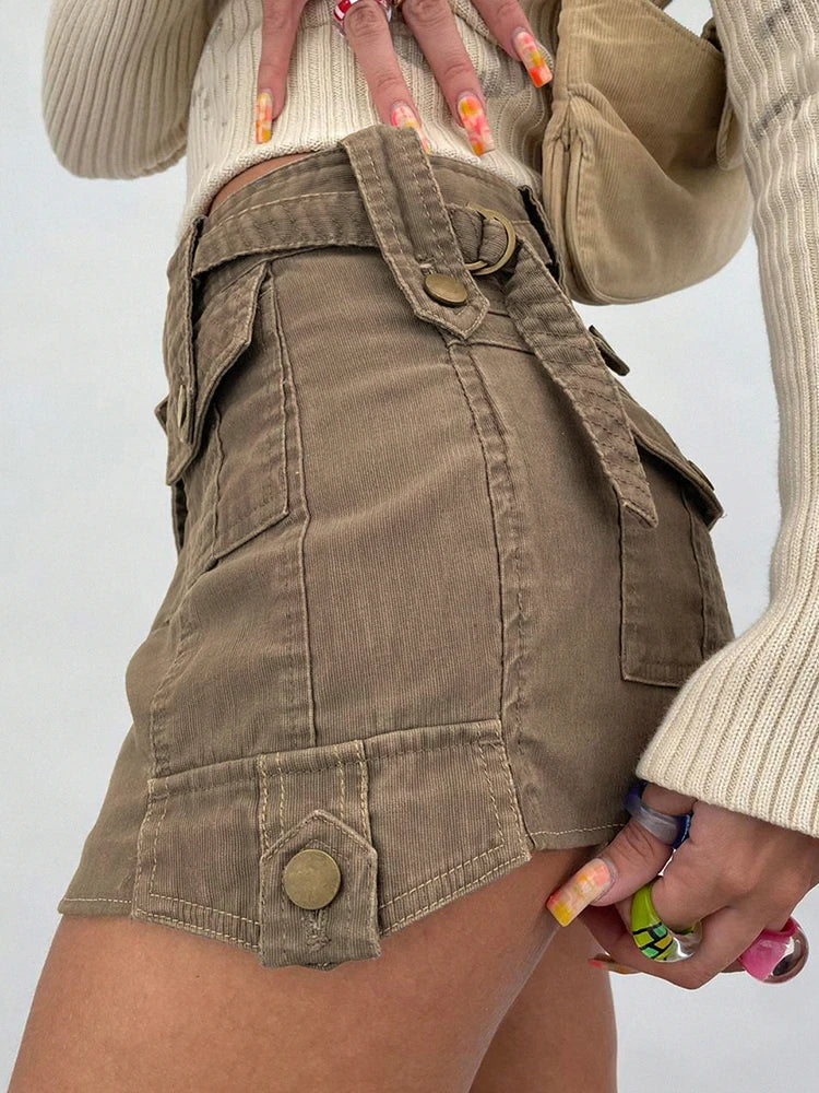 Y2K Denim Cargo Mini Skirt