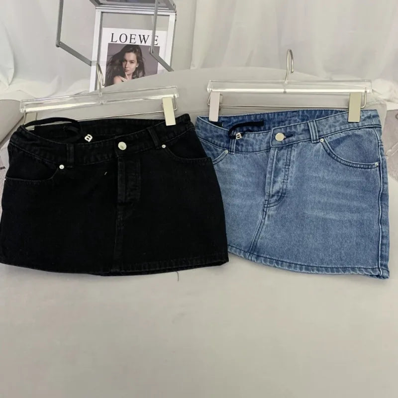 Y2K Denim Waved Micro Mini Skirt