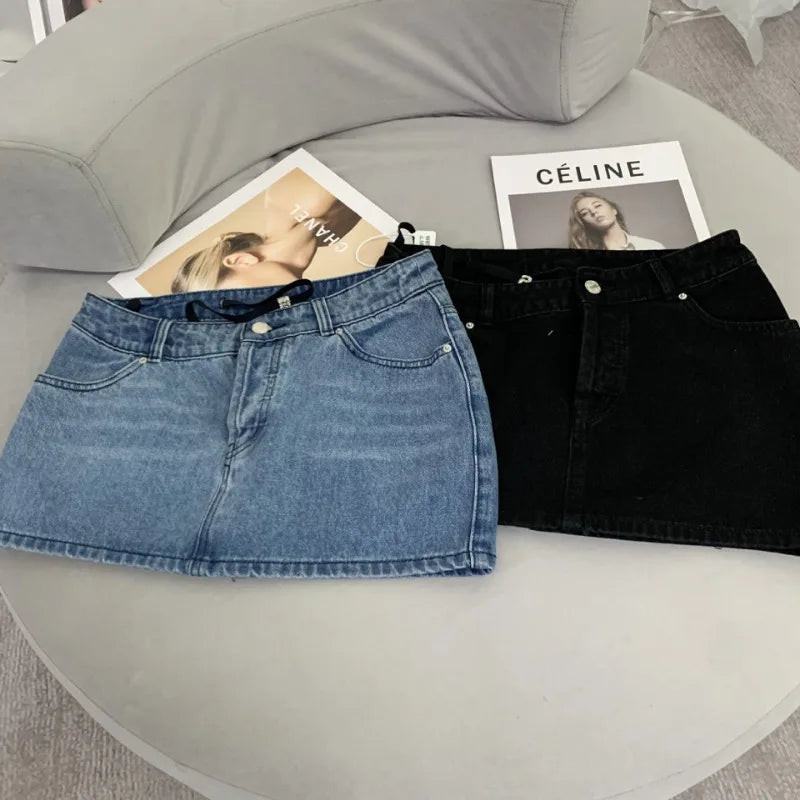 Y2K Denim Waved Micro Mini Skirt