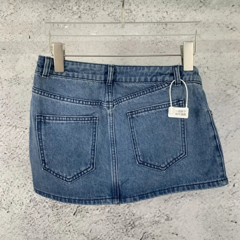 Y2K Denim Waved Micro Mini Skirt